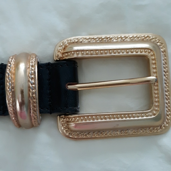Accessories Black Leather Belt With Gold Buckle Poshmark
